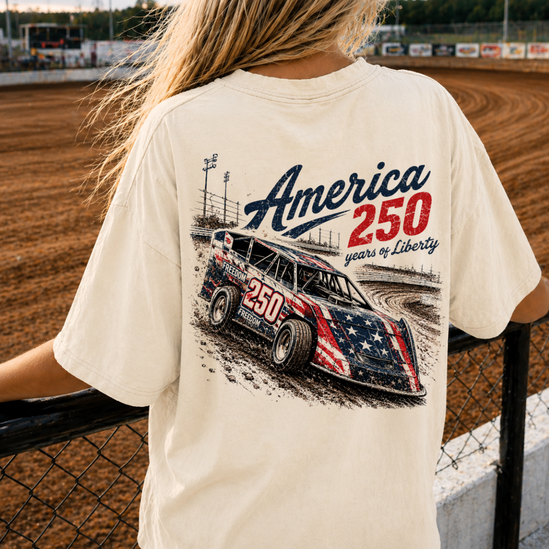 America 250 Dirt Track Tee - Comfort Colors - S-3XL