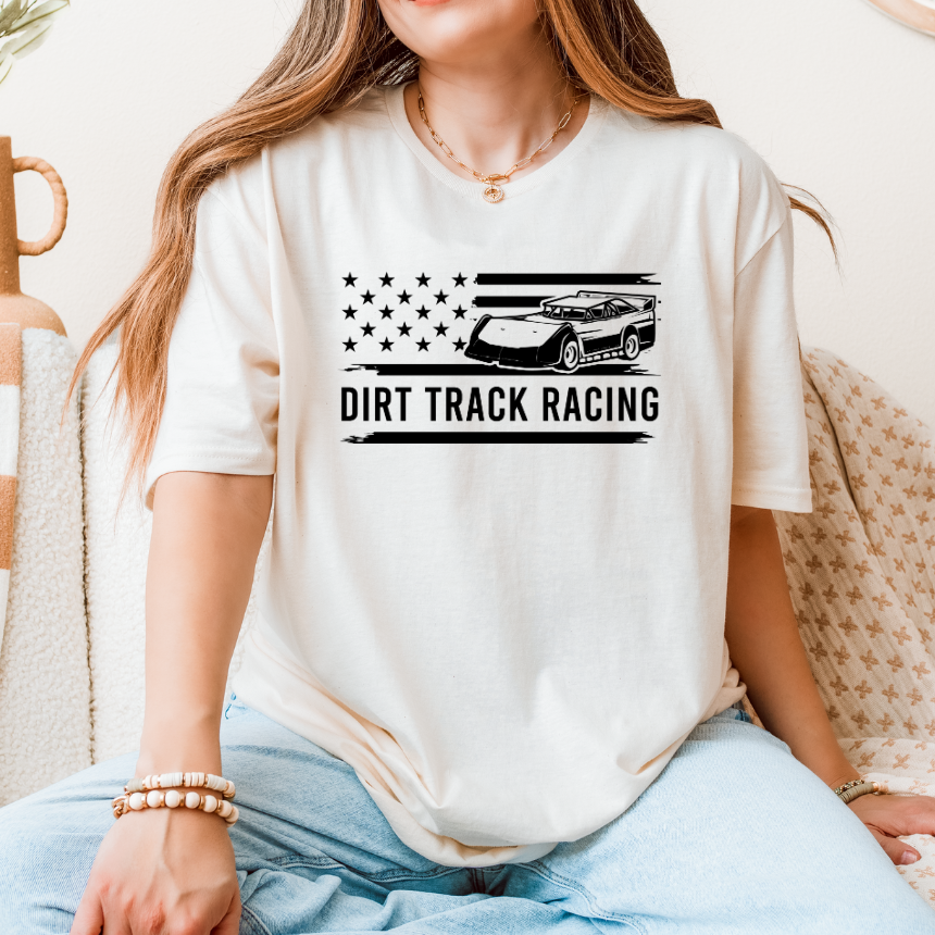 Dirt Track Racing Late Model Flag T-Shirt - Gildan S-3XL
