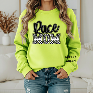 Race Mom Sweatshirt - Leopard & Checkered - Unisex Gildan S-3XL