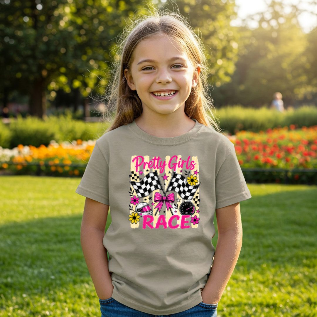 Pretty Girls Race Youth Tee –  Gildan– YXS-YXL