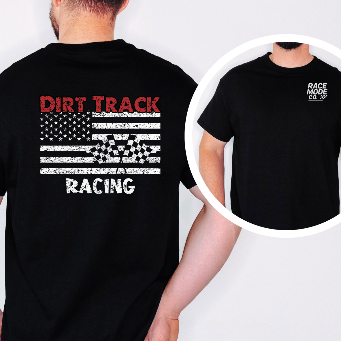 Dirt Track Racing American Flag Double-Sided T-Shirt -Gildan S-5x