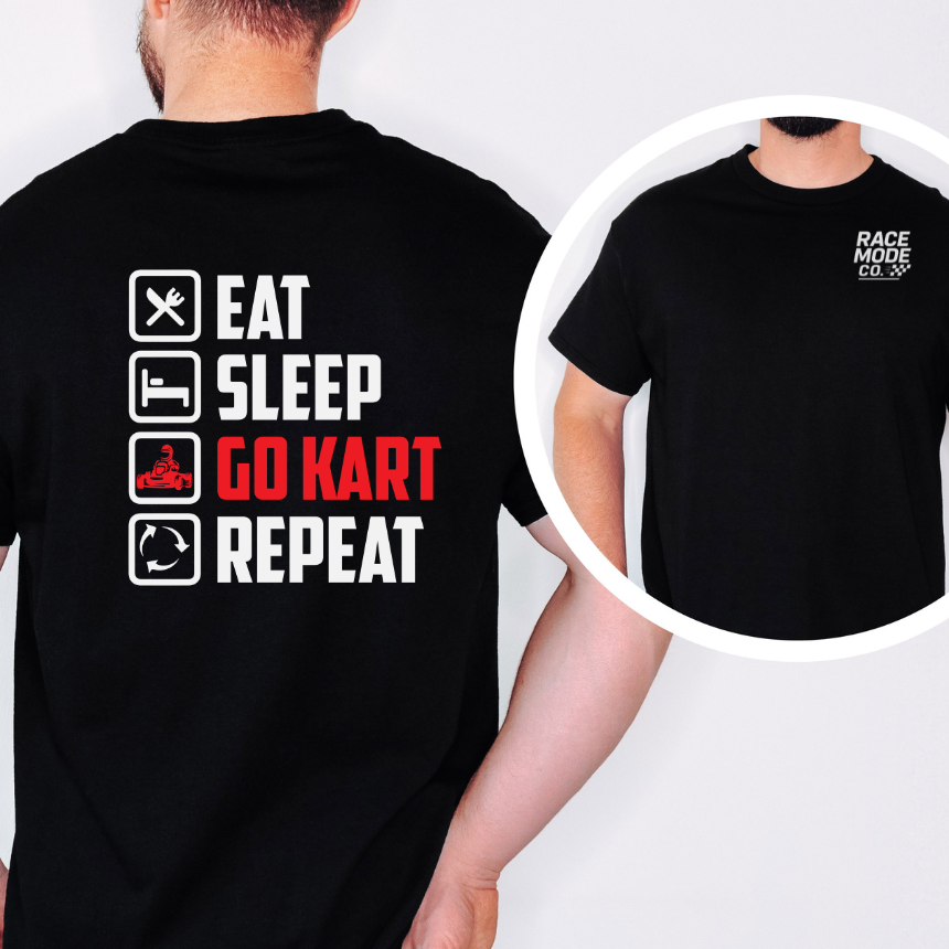 Eat Sleep Go Kart Repeat Icon Tee | S-5XL
