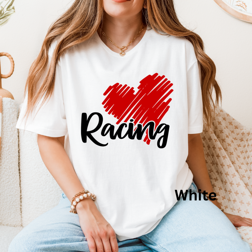 Love Racing T-Shirt - Scribble Heart - Unisex Gildan S-4XL