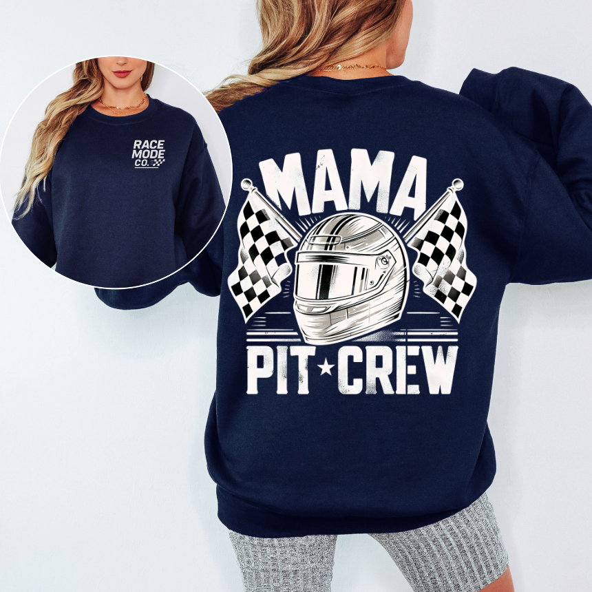 Mama Pit Crew Sweatshirt -  Racing Helmet - Unisex Gildan S-3XL