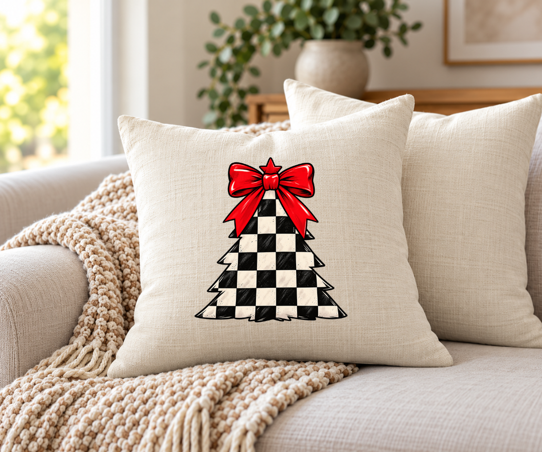 Checkered Tree Pillow Cover