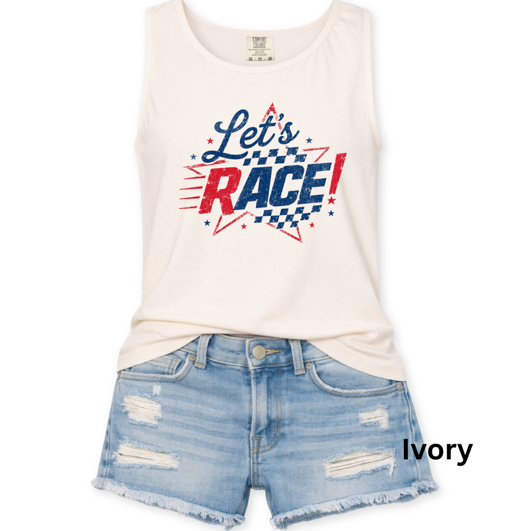 Let's Race Patriotic Star Tank | Comfort Colors - S-3XL