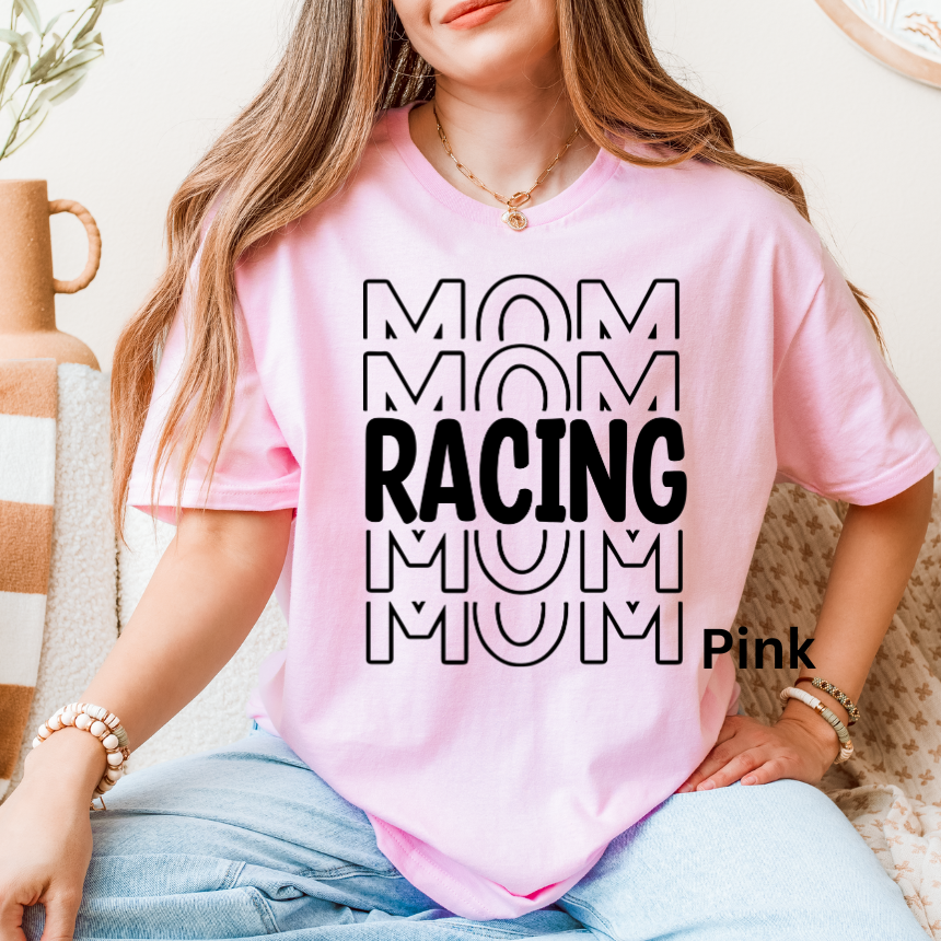 Mom Mom Racing Mom Mom T-Shirt - Retro Stacked - Unisex Gildan S-3XL