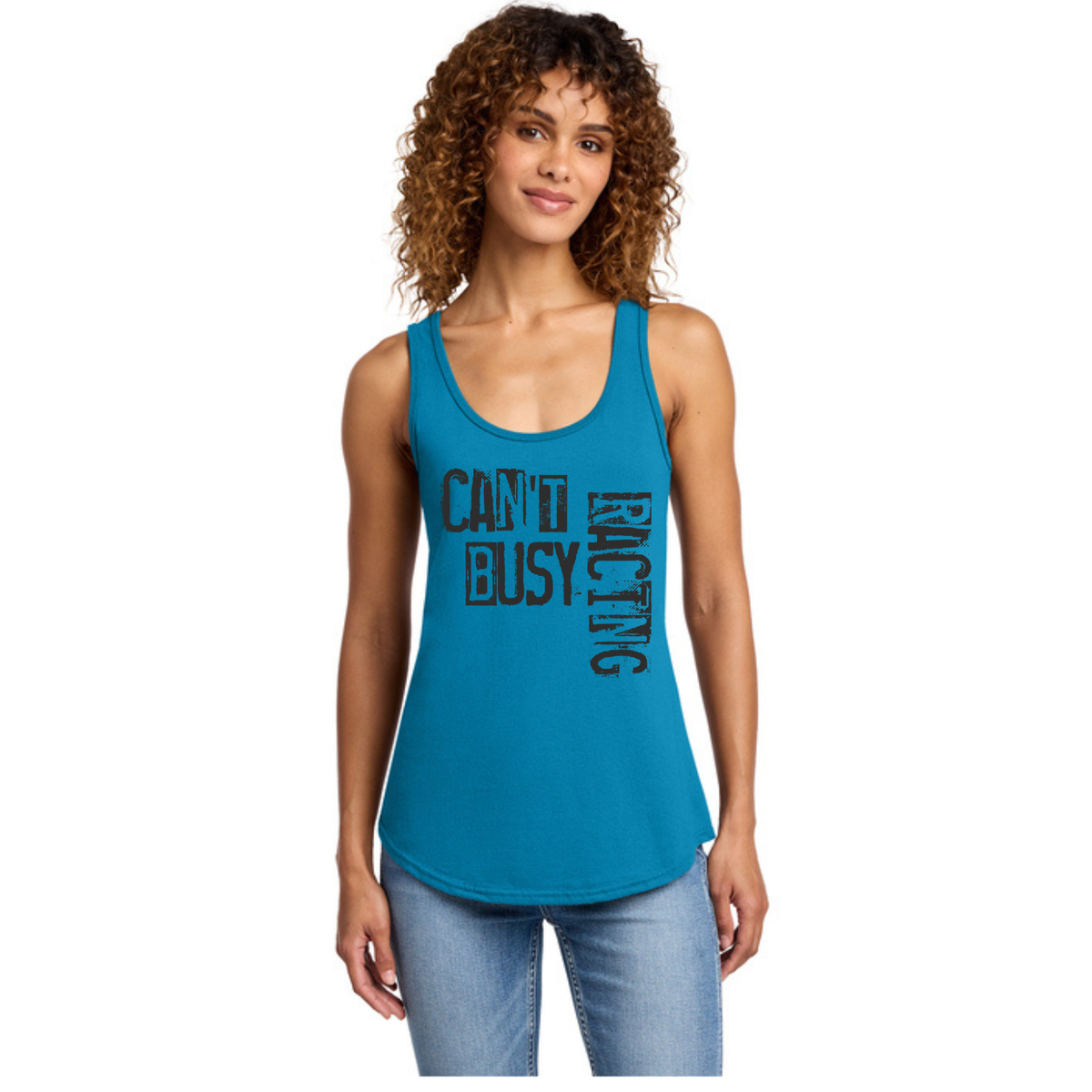 Can't Busy Racing Tank Top - Port & Company S-3XL