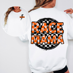 RACE MAMA ORANGE CHECKERED SWEATSHIRT