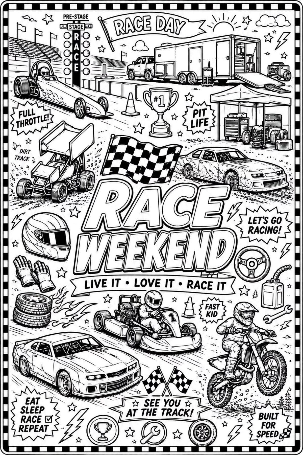 PRE ORDER Race Weekend COLORING BLANKET - SHIPS FIRST PART OF NOVEMBER
