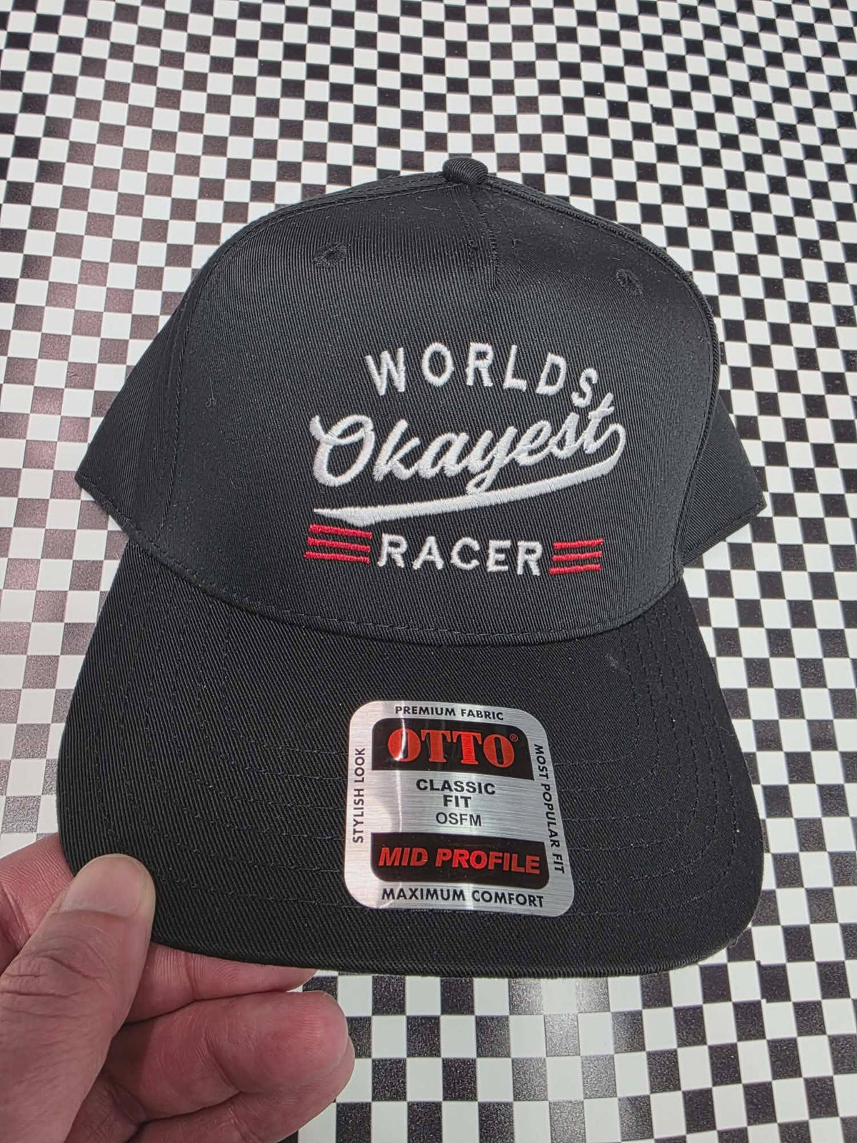 WORLD'S OKAYEST RACER EMBROIDERED HAT