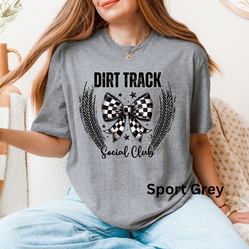 Dirt Track Social Club T-Shirt - Checkered Bow - Unisex Gildan S-4XL