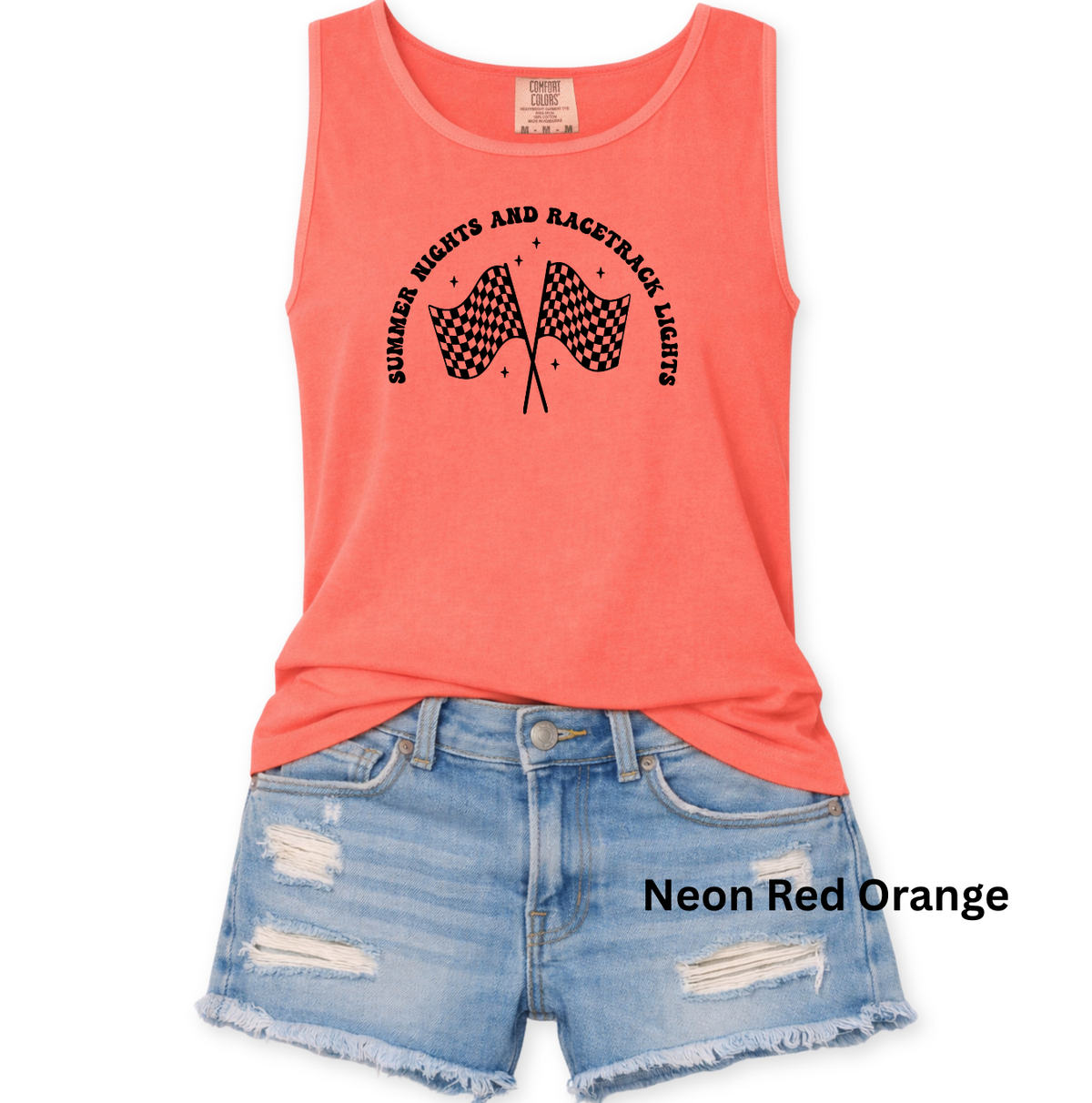 Summer Nights and Racetrack Lights Tank Top - Comfort Colors S-3XL