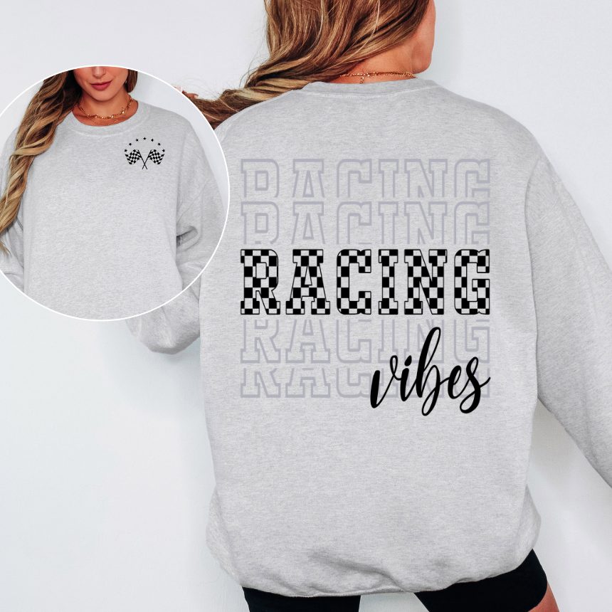 Racing Vibes Sweatshirt - Double-Sided - Checkered Flags - Unisex Gildan S-3XL