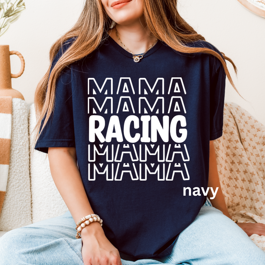 Mama Mama Racing Mama Mama T-Shirt - Retro Stacked - Unisex Gildan S-3XL