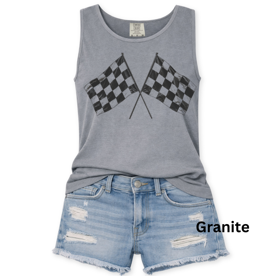 Checkered Flag Comfort Colors Tank – Racing Tank Top –  S-3XL