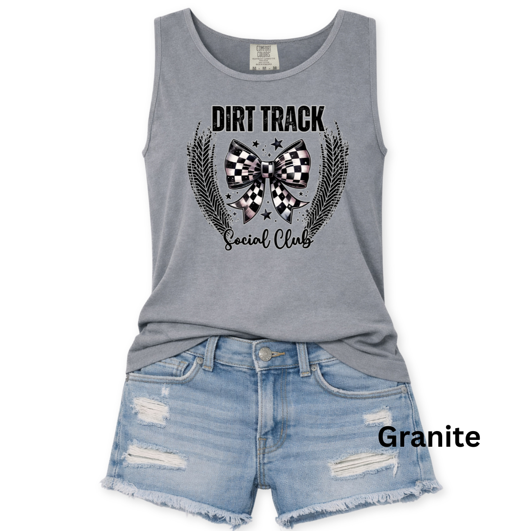 Dirt Track Social Club Tank Top  - Comfort Colors Unisex S-3XL