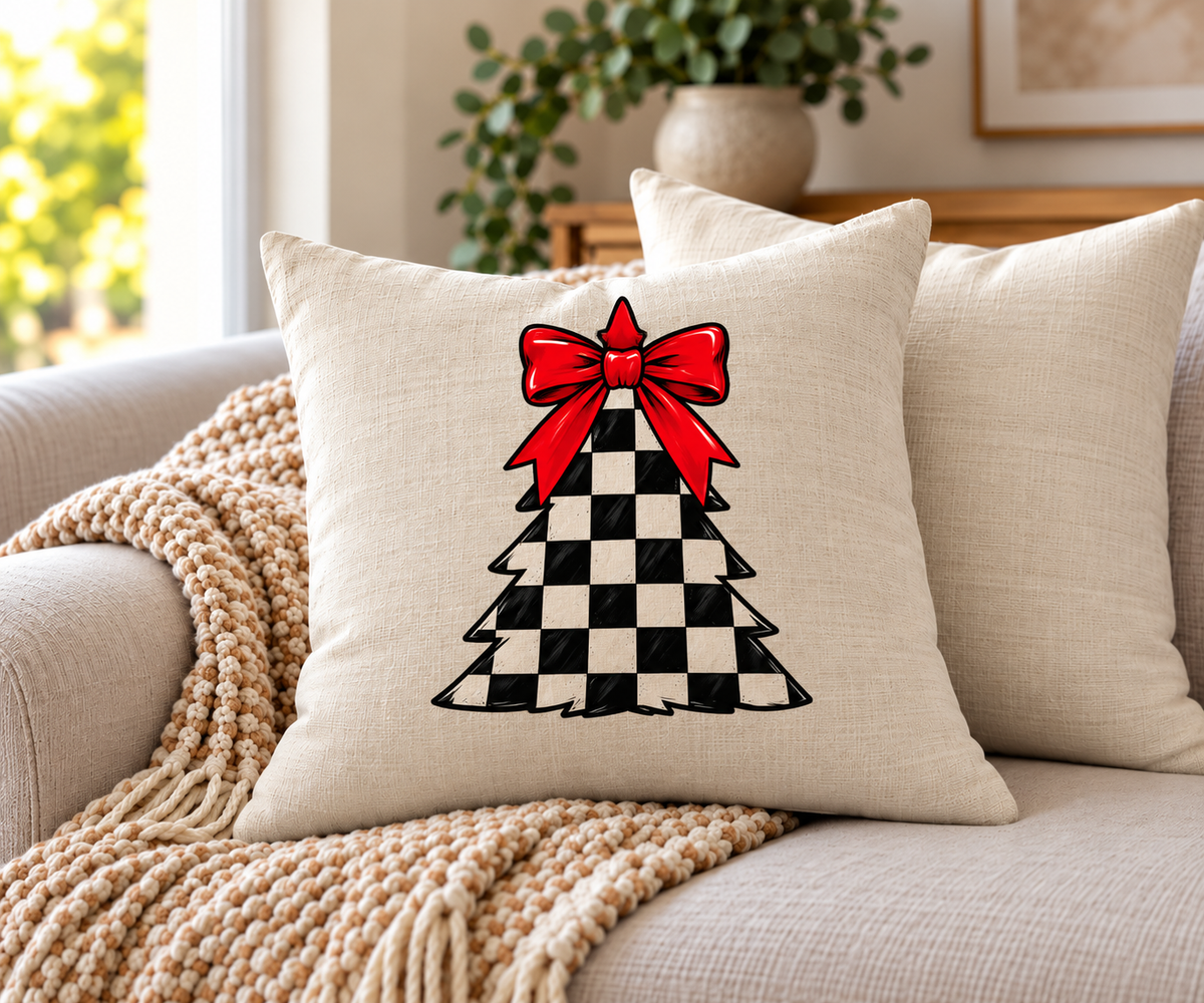 Checkered Tree Pillow Cover