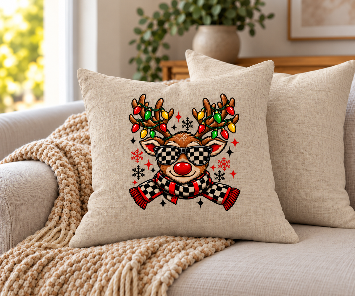 Racing Reindeer Pillow Cover