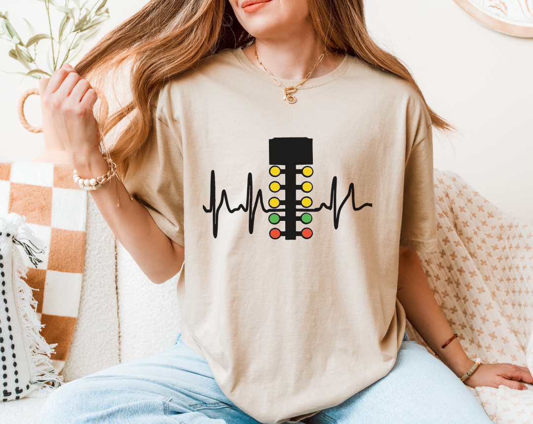 Drag Racing Heartbeat T-Shirt - Christmas Tree Racing Tee - Unisex Soft Style