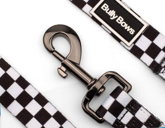 Bully Bows - Black And White Checkered Dog Leash: Medium