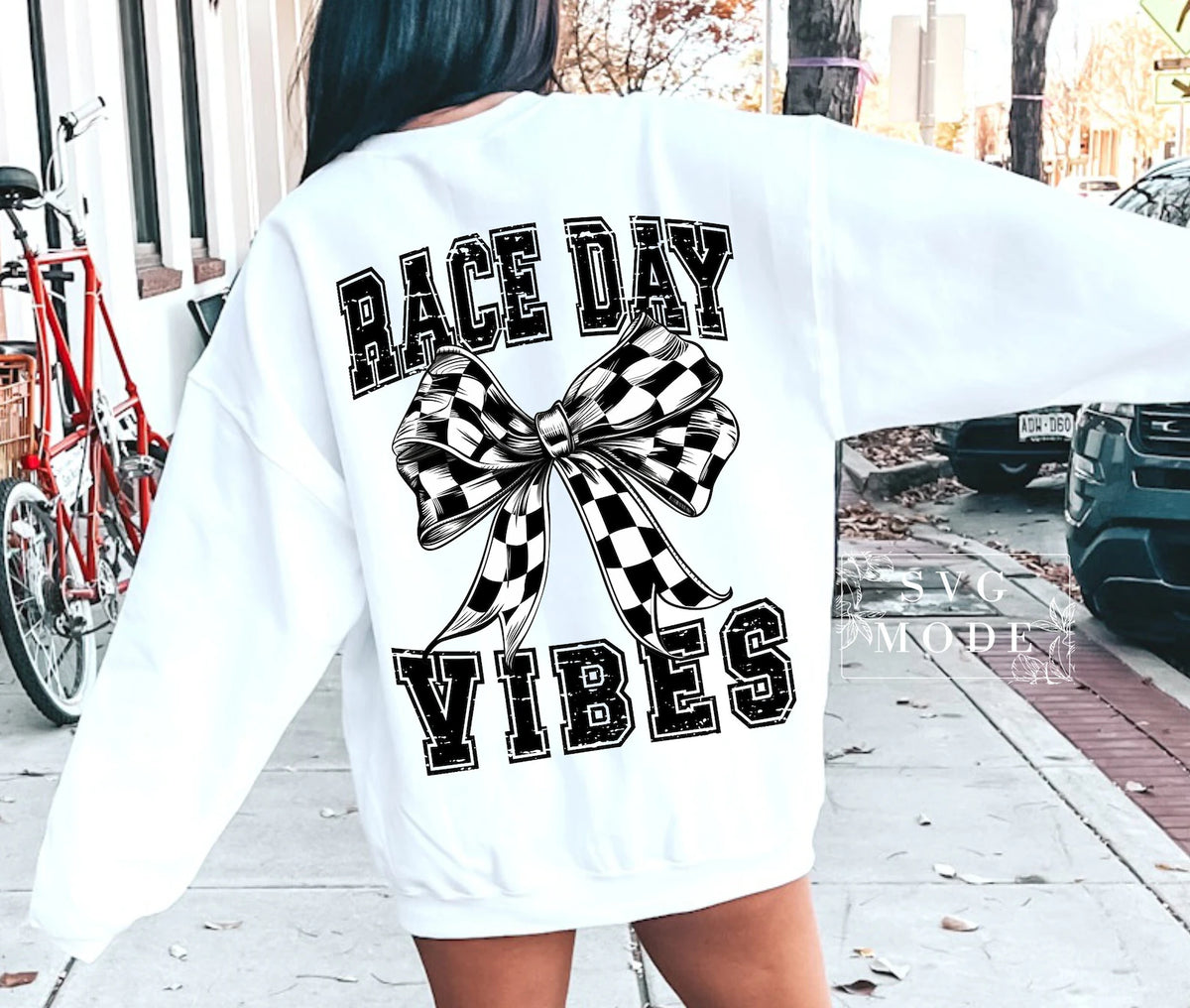RACE DAY VIBES WITH BOW SWEATSHIRT