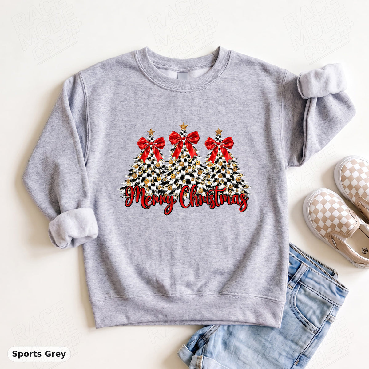 YOUTH- Merry Christmas Checkered Trees — Gildan 18000B