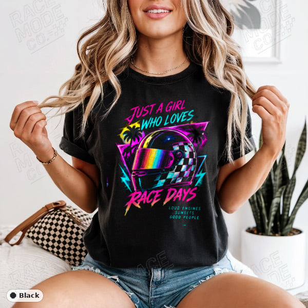 Just A Girl Who Loves Race Days — Comfort Colors 1717