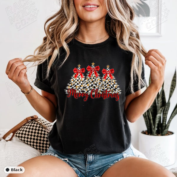 Merry Christmas Checkered Trees — Comfort Colors 1717