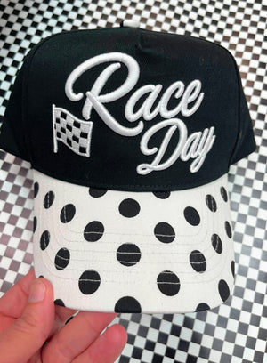 RACE DAY 3D EMBROIDERED POLKADOT BILL SNAP BACK HAT